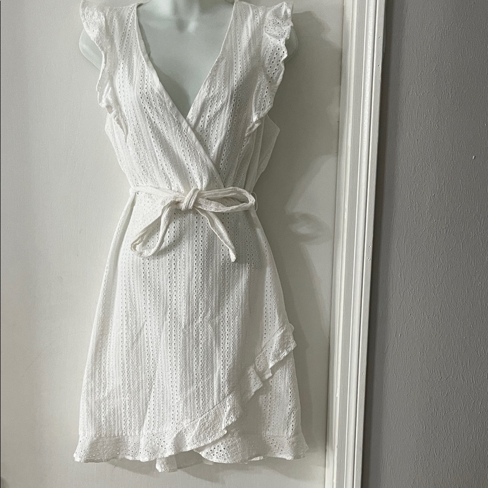 Bar III White Eyelet Ruffle Mini Dress - Picture 5 of 12